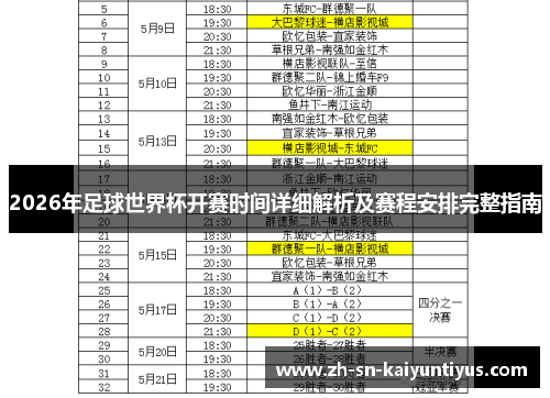 2026年足球世界杯开赛时间详细解析及赛程安排完整指南 2026年足球世界杯开赛时间详细解析及赛程安排完整指南