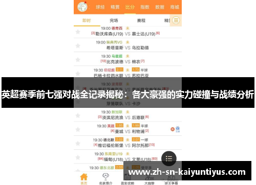 英超赛季前七强对战全记录揭秘:各大豪强的实力碰撞与战绩分析 英超赛季前七强对战全记录揭秘:各大豪强的实力碰撞与战绩分析